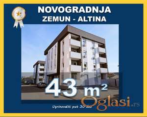 Altina, Zemun – nov dvosoban stan 42 m², useljiv odmah, etažno grejanje, parking